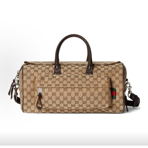 GUCCI single-shoulder crossbody hand-held travel bag, medium size for men, dark brown