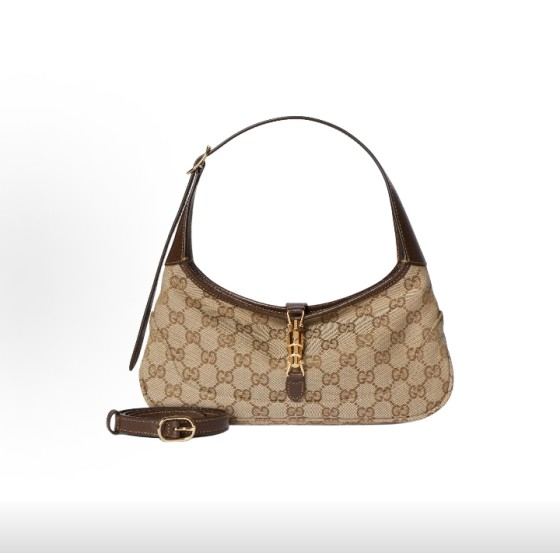 GUCCI Jackie Slim single-shoulder bag, small size for women, sand color and brown