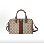 GUCCI Ophidia Boston Bag, single-shoulder crossbody handbag, large size for women, beige and brown