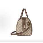 GUCCI Ophidia Boston Bag, single-shoulder crossbody handbag, large size for women, beige and brown