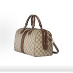 GUCCI Ophidia Boston Bag, single-shoulder crossbody handbag, large size for women, beige and brown