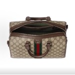 GUCCI Ophidia Boston Bag, single-shoulder crossbody handbag, large size for women, beige and brown