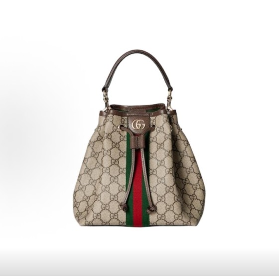 GUCCI Ophidia bucket Bag, single-shoulder handbag, small size for women, brown