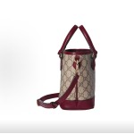 GUCCI Ophidia Tote bag, single-shoulder crossbody handbag, small size for women, wine red with beige