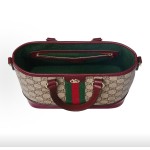 GUCCI Ophidia Tote bag, single-shoulder crossbody handbag, small size for women, wine red with beige