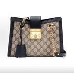 GUCCI Padlock gold key lock hand-held crossbody single-shoulder bag, small size for women, in ebony and black
