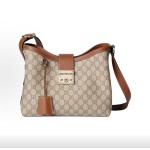 GUCCI Padlock shoulder bag medium-sized for women in beige and dark brown