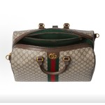 GUCCI Savoy 28L interwoven letter-patterned single-shoulder crossbody hand-held travel bag, medium size for men, beige and dark brown