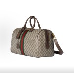 GUCCI Savoy 28L interwoven letter-patterned single-shoulder crossbody hand-held travel bag, medium size for men, beige and dark brown