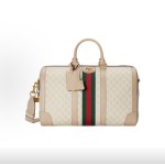 GUCCI Savoy adjustable and detachable shoulder strap single-shoulder crossbody handbag, men\'s travel bag, beige with wine red