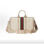 GUCCI Savoy adjustable and detachable shoulder strap single-shoulder crossbody handbag, men\'s travel bag, beige with wine red