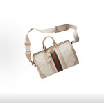 GUCCI Savoy adjustable and detachable shoulder strap single-shoulder crossbody handbag, men\'s travel bag, beige with wine red