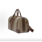 GUCCI Savoy adjustable shoulder strap zipper opening and closing hand-held crossbody travel bag, large men\'s style, beige and brown