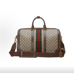 GUCCI Savoy adjustable shoulder strap zipper opening and closing hand-held crossbody travel bag, large men\'s style, beige and brown