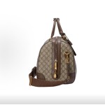 GUCCI Savoy adjustable shoulder strap zipper opening and closing hand-held crossbody travel bag, large men\'s style, beige and brown