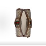 GUCCI Savoy adjustable shoulder strap zipper opening and closing hand-held crossbody travel bag, large men\'s style, beige and brown