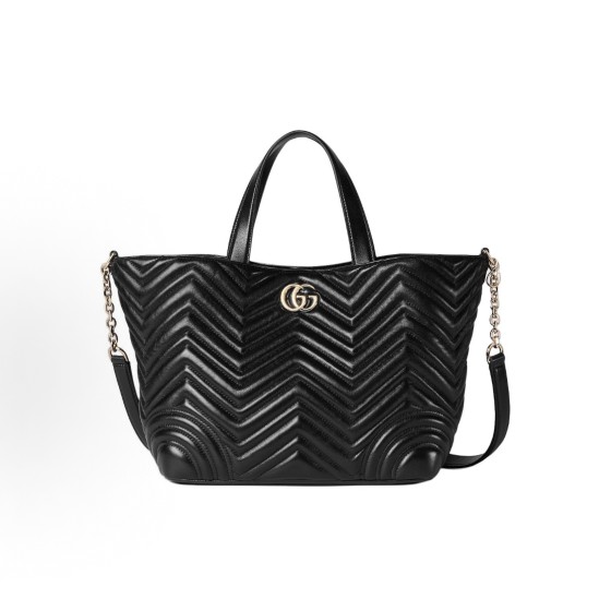 GUCCI Marmont iconic double G logo Tote bag, shopping bag, medium-sized handbag, women\'s black