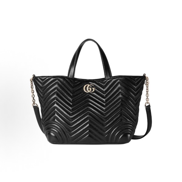 GUCCI Marmont iconic double G logo Tote bag, shopping bag, medium-sized handbag, women\'s black