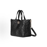 GUCCI Marmont iconic double G logo Tote bag, shopping bag, medium-sized handbag, women\'s black