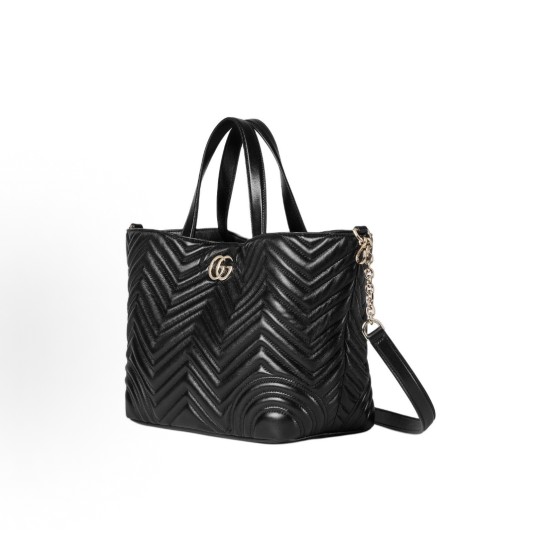 GUCCI Marmont iconic double G logo Tote bag, shopping bag, medium-sized handbag, women\'s black