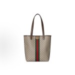 GUCCI Ophidia vintage interwoven letter-patterned Tote bag, shopping bag, single-shoulder bag, medium-sized men\'s style, beige and brown