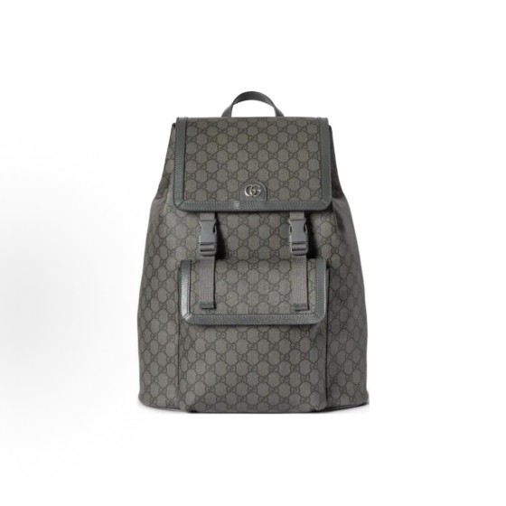 GUCCI Ophidia gold combination Double G logo backpack for men in large size, grey and black