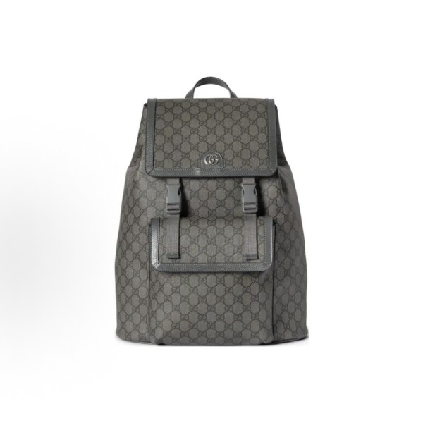 GUCCI Ophidia gold combination Double G logo backpack for men in large size, grey and black