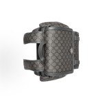 GUCCI Ophidia gold combination Double G logo backpack for men in large size, grey and black