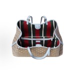 GUCCI GG Emblem light gold metal accessories magnetic clasp single-shoulder bag for women, large size, beige and dark brown