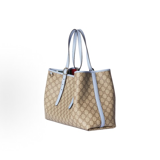 GUCCI GG Emblem light gold metal accessories magnetic clasp single-shoulder bag for women, large size, beige and dark brown