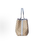 GUCCI GG Emblem light gold metal accessories magnetic clasp single-shoulder bag for women, large size, beige and dark brown