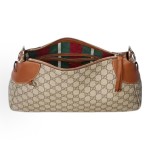 GUCCI Emblem adjustable shoulder strap with letter-patterned hand-held shoulder bag, medium size for women in beige and dark brown