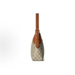 GUCCI Emblem adjustable shoulder strap with letter-patterned hand-held shoulder bag, medium size for women in beige and dark brown