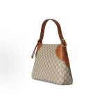 GUCCI Emblem adjustable shoulder strap with letter-patterned hand-held shoulder bag, medium size for women in beige and dark brown