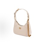 GUCCI Aphrodite gold logo crescent moon bag, hand-held shoulder bag, small size for women, white