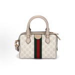 GUCCI Ophidia detachable shoulder strap zipper opening and closing GG Supreme single-shoulder crossbody handbag mini women\'s beige and white