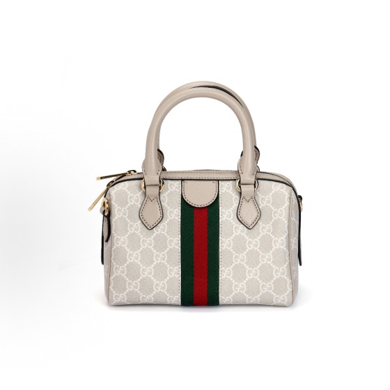 GUCCI Ophidia detachable shoulder strap zipper opening and closing GG Supreme single-shoulder crossbody handbag mini women\'s beige and white