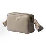 PRADA brand logo zipper opening crossbody single-shoulder bag, small size for women, clay grey