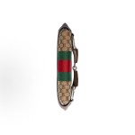GUCCI Horsebit 1955 Monogram full-print buckled chain, double shoulder strap, underarm bag, single shoulder bag, clutch, medium size for women, beige and ebony color