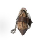 GUCCI Horsebit 1955 Monogram full-print buckled chain, double shoulder strap, underarm bag, single shoulder bag, clutch, medium size for women, beige and ebony color