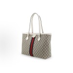 GUCCI Ophidia monogram Logo Gold label red and blue woven strap Tote bag Tote bag, hand and shoulder bag, women\'s style, ebony color and white