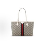 GUCCI Ophidia monogram Logo Gold label red and blue woven strap Tote bag Tote bag, hand and shoulder bag, women\'s style, ebony color and white