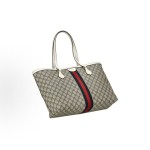 GUCCI Ophidia monogram Logo Gold label red and blue woven strap Tote bag Tote bag, hand and shoulder bag, women\'s style, ebony color and white