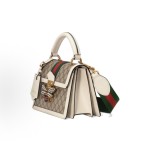 GUCCI Queen Margaret series metal bee-decorated monogram Logo single-shoulder crossbody handbag for women, in ebony and white
