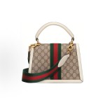 GUCCI Queen Margaret series metal bee-decorated monogram Logo single-shoulder crossbody handbag for women, in ebony and white