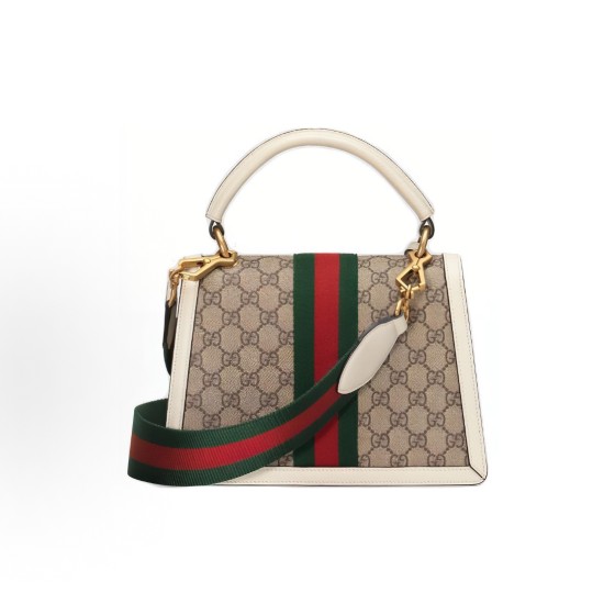 GUCCI Queen Margaret series metal bee-decorated monogram Logo single-shoulder crossbody handbag for women, in ebony and white