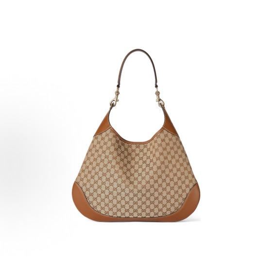 GUCCI Body Detachable and adjustable shoulder strap magnetic clasp opening and closing Original single-shoulder handbag, medium size for women, beige and dark brown