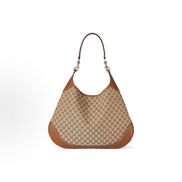 GUCCI Body Detachable and adjustable shoulder strap magnetic clasp opening and closing Original single-shoulder handbag, medium size for women, beige and dark brown