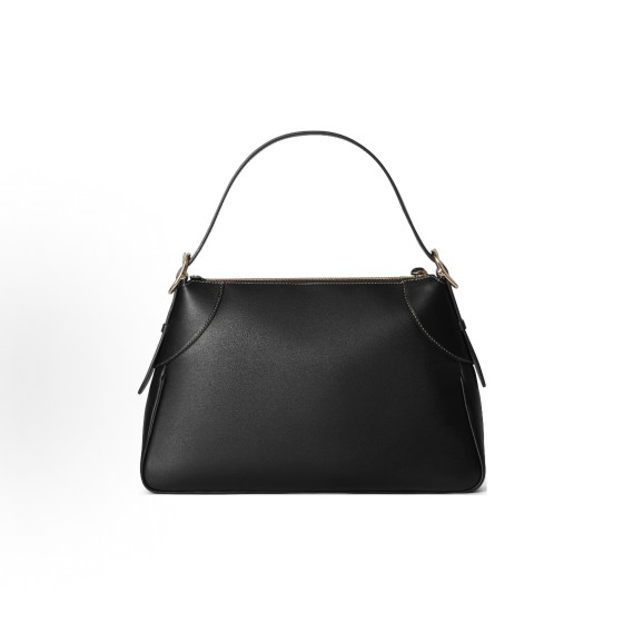 GUCCI GG Emblem adjustable shoulder strap zipper opening and closing hand-held shoulder bag for women, large size, black