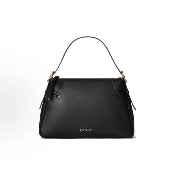 GUCCI GG Emblem adjustable shoulder strap zipper opening and closing hand-held shoulder bag for women, large size, black